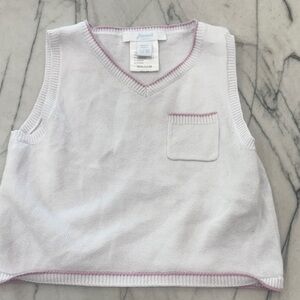 Jacadi White Tank Top with Pink Accents
